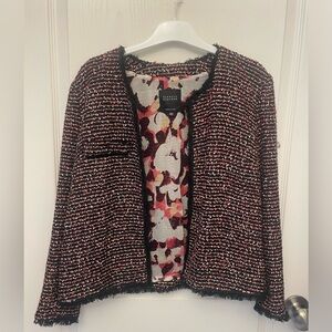 Barneys New York Black, Red & White light Tweed Jacket Made in Italy